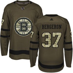 Herren Boston Bruins Eishockey Trikot Patrice Bergeron #37 Authentic Grün Salute to Service